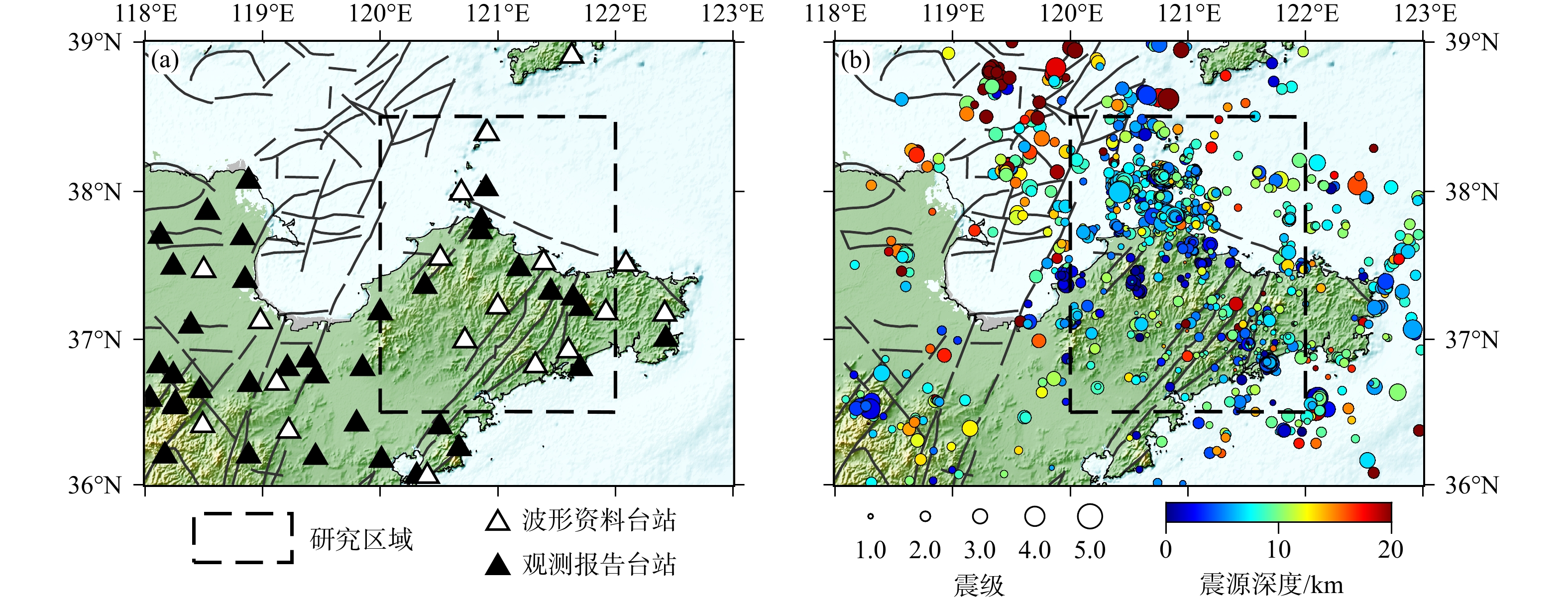 利用多震相走时成像研究胶东地区三维地壳速度结构与震群孕震环境