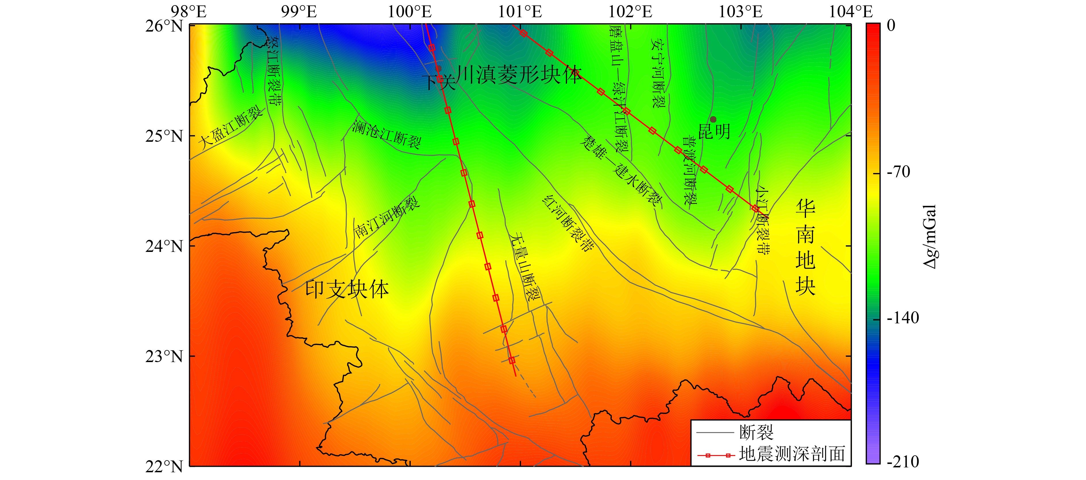 红河断裂带及邻区Moho重力反演和地壳均衡背景研究