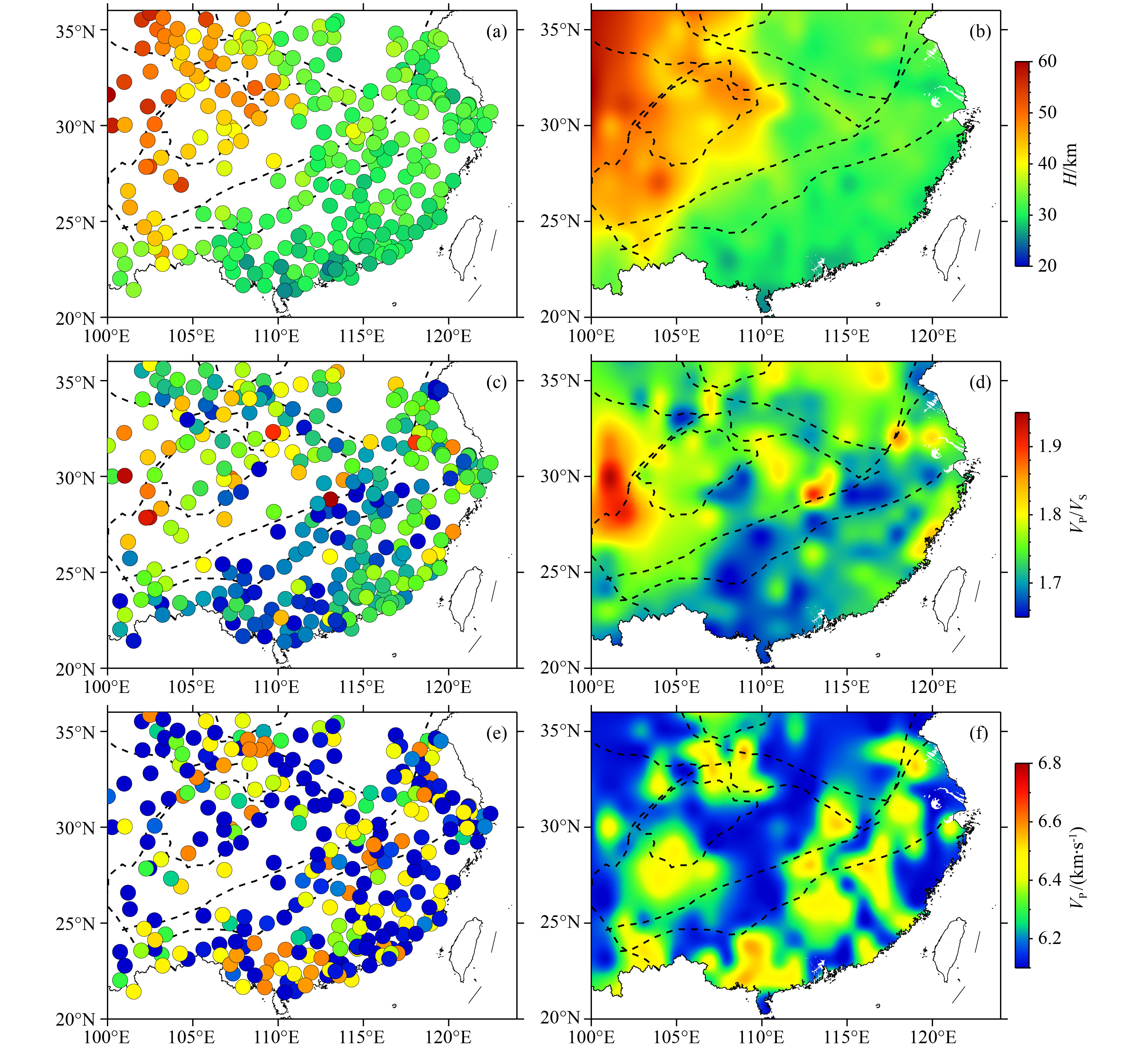 Crustal thickness and compositions in the South China Block